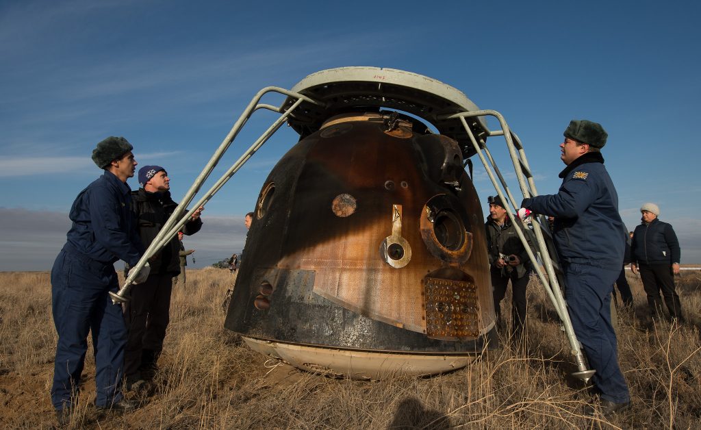 La cápsula Soyuz en Tierra