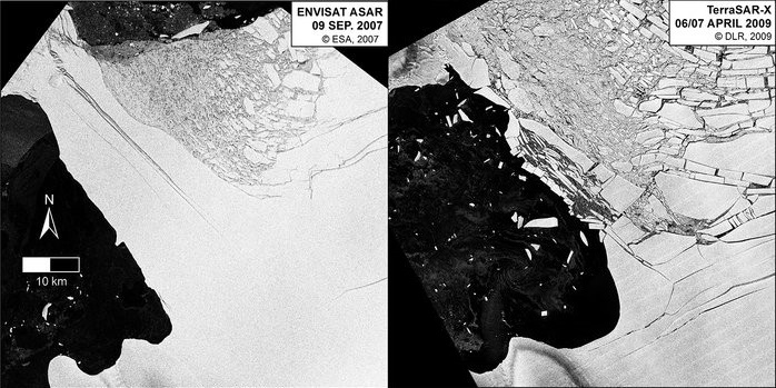 Rompimiento de barrera de hielo Wilkins en la Antártida