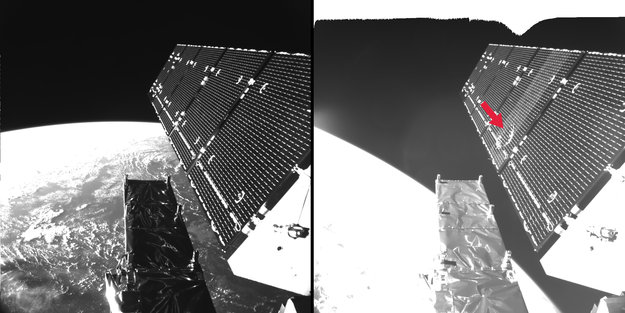 Impacto de una micropartícula en el satélite Sentinel-1