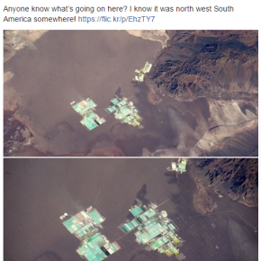 Tim Peake comparte en redes sociales sus fotografías sobre el salar y la explotación de Litio.