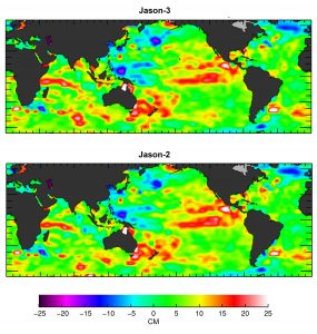 Primer mapa de Altura Superficial del Mar de Jason-3. 