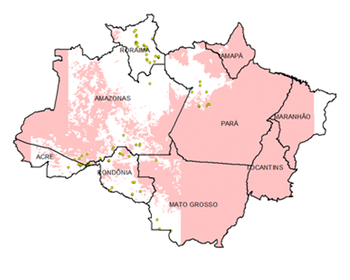 Mapa de Alertas de Enero 2016, mes en que la cubierta de nubes impidió la observación del 66% del Amazonas.