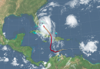 Trayecto e intensidad del Huracán Matthew