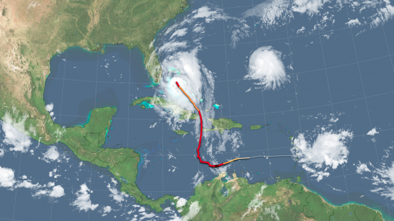 Trayecto e intensidad del Huracán Matthew